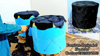 How to make round ottoman stool | How to make diy tufted ottoman bench | Furniture Design 2.0 #diy🥰