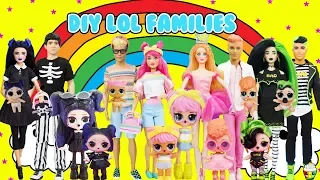DIY LOL Surprise Families Dusk, Dawn, Goodie, Bhaddie Custom Fun Craft With Barbie & Ken Dolls