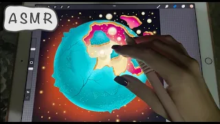 ASMR - Let's Paint a planet in Procreate - iPad Sounds - Close PURE Whispering - Pencil Sounds