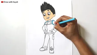 how to draw paw patrol ryder easy | Paw patrol drawing Ryder and color