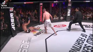 Justin Gaethje holding back punch to Nick Newell