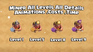 Miner Level 1 to Level  MAX All Animation | Cost | Time | Clash Of Clans