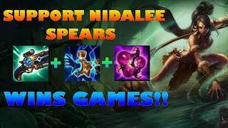 SUPPORT NIDALEE WINS GAMES!!!!!! SPEARS 1000 DMG!!!!! EASY WIN! SPEARS OP!!!!!