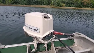 1965 Johnson FD-19 18hp Outboard Motor, First run using tiller control.