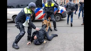 Politie grijpt in bij corona-demonstratie op Museumplein in Amsterdam (02-01-2022)