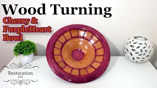 Woodturning | Segmented Cherry & PurpleHeart Bowl | Restoration DIY