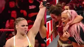 Ronda Rousey vs Liv Morgan & Sarah Logan on Monday Night Raw Feb 4th 2019