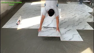 Exact Technique To Construct The Living Room Floor Using Small Size Ceramic Tiles 60 x 60cm