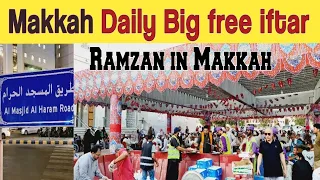 Huge Roadside daily free iftar in Makkah | Mutton Pulao | iftar in Makkah today | Makkah street food