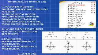 Математика профиль ЕГЭ2022. Решение 1,2,3  задания