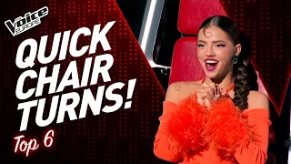 QUICKEST CHAIR TURNS in The Voice! | TOP 6 (Part 3)