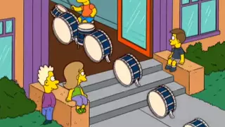 Bart Tocando la Bateria con la Cancopn de The Hardest Button to Button