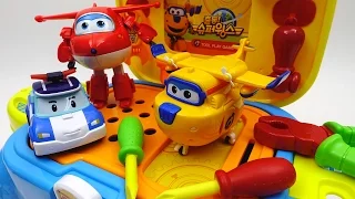 Super Wings Tools Toy Let's Fix Donnie with Pororo and Make Him Fly Again~!!