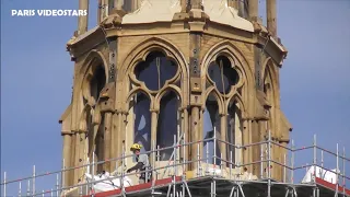 Chantier de la Cathédrale Notre Dame de Paris le 14 mars 2024 - La Flèche réapparue - Spire reborns