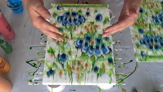 (729) How to paint an Abstract flower garden ~ Easy Fluid art painting ~ Step by step tutorial