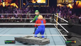 WWE 2k24 Mario vs Luigi Gameplay - (Free To Use & No Commentary)