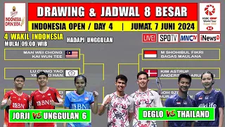 Drawing & Jadwal 8 Besar Indonesia Open 2024 Hari Ini ~ JORJI vs CHINA ~ BAKRI vs DENMARK ~ 4 Wakil