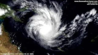 Satellite & Radar Timelapse - Tropical Cyclone Yasi (Update 3)