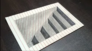 3d illusion drawing stairs. How to draw stairs in 3d.Drawing 3d art easy.