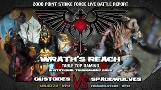 Custodes vs Spacewolves  || 2000 Point 9th Edition Strikeforce Live Battle Report