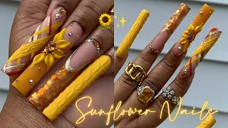 FALL SUNFLOWER NAILS 🌻✨ | HOW TO 3D FLOWERS 🌼 | SWEATER DESIGN |  FULL ACRYLIC NAIL TUTORIAL 💛✨