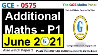 2021 GCE O Level Additional Maths P1