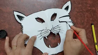 Tiger mask | tiger face mask making with paper | tiger mask  | bagh ka mukhota | animal mask