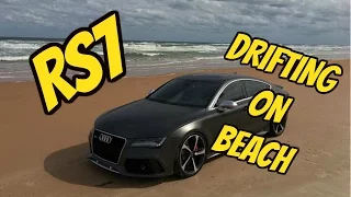 AUDI RS7 DRIFTING ON BEACH