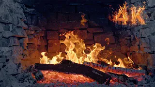 Perfect Relaxing Night with Relaxing Fireplace Burning & Crackling Fire Sounds 🔥Fireplace 3 Hours 4K