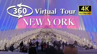 ⁴ᴷ 360° Downtown NYC evening virtual walking tour 12/18/2022 before Christmas New York