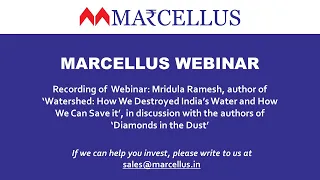 Marcellus Webinar: Author Mridula Ramesh, on India's looming water crisis