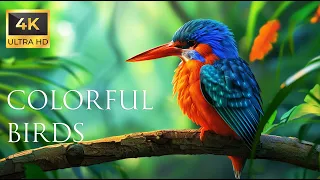 4K Colorful Kingfisher - Beautiful Birds Sound in the Forest | Bird Melodies