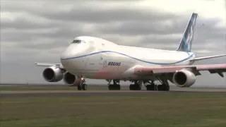 Boeing 747-8 makes a big splash