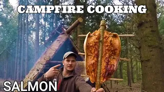 Primitive Campfire Cooking Ideas - Fish On A Stick - Bushcraft & Survival cook up with TA OUTDOORS