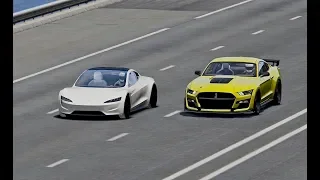 Tesla Roadster vs Ford Mustang Shelby GT 2020 - Drag Race