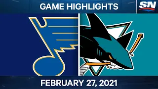 NHL Game Highlights | Blues vs. Sharks - Feb. 27, 2021