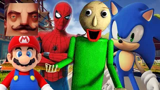 Hello Neighbor - New Neighbor Spider-Man Sonic Mario Baldi History Gameplay Walkthrough