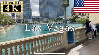 🇺🇸Las Vegas Walk 4K 60fps - Las Vegas blvd in front of Bellagio -