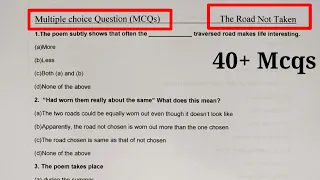 The Road Not Taken Mcq | The Road Not Taken Class 9 Mcq | Mcq of The Road Not Taken |Class 9 English