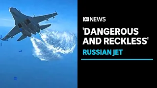 US releases dramatic video of Russian jet allegedly hitting drone  | ABC News