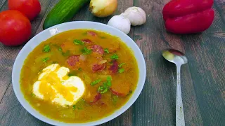 Amazing Hungarian Sausage Soup (Subtitles)