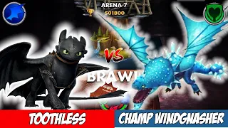 TOOTHLESS VS. CHAMPION WINDGNASHER (Brawl Arena7) | Dragons: Rise of Berk