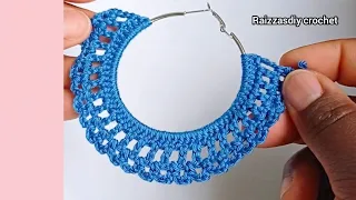 ✨Crochet hoop earrings tutorial - how to crochet hoop earrings beginners friendly tutorial - crochet