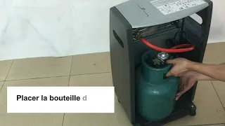 1. Positionnement de la bouteille de gaz + panneau de sécurité