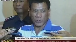 Mayor Duterte, binalaang ipababaril ang mga may hawak ng nawawala umanong 13 cocaine blocks