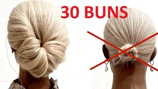30 двухминутных пучков на редкие волосы.  30 two-minute buns for sparse hair.
