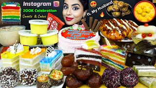 ASMR Eating Rasmalai,Rasgulla,Gulab Jamun,Chocolate Ice Cream Cake Indian Sweets ASMR Eating Mukbang