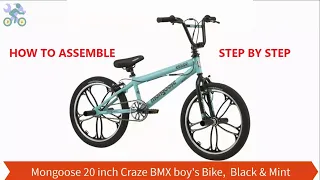 How To Assemble Mongoose 20 inch Craze BMX boy's Bike,  Black & Mint