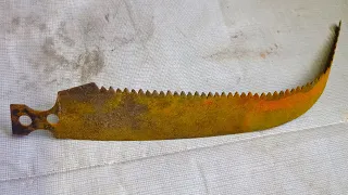 Restoration of an old, rusty, bent, garden saw