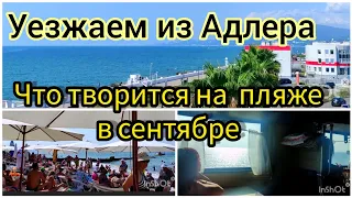 Уезжаем из Адлера 🏝 Что творится на пляже в сентябре 😳  Поезд 477